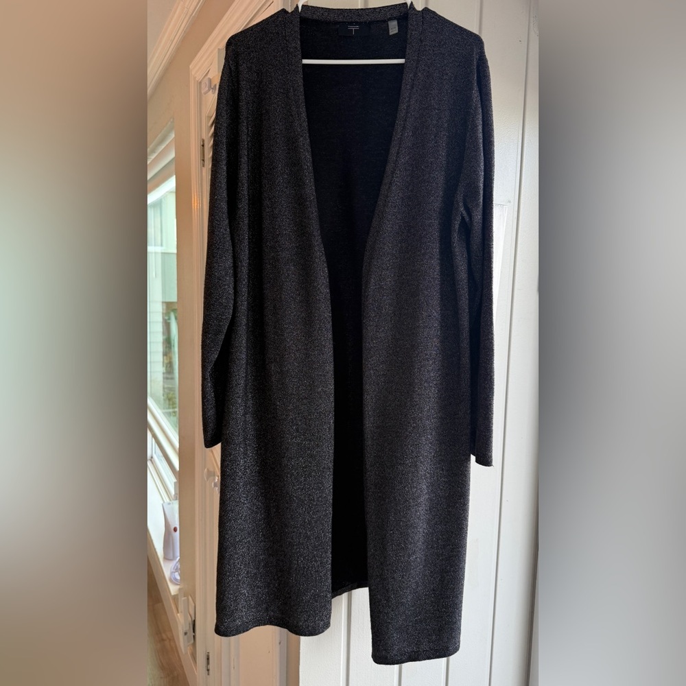 T-Tahari Shimmering Black Long Sleeve Duster Cardigan XL